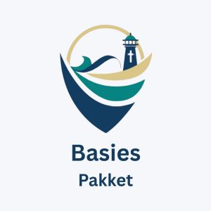 Ooskusgids Basies Vlak lidmaatskap-pakket met logo en grys agtergrond.